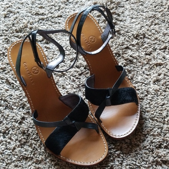 Cole Haan Black Wedge Heel Sandal 9B - Picture 1 of 7